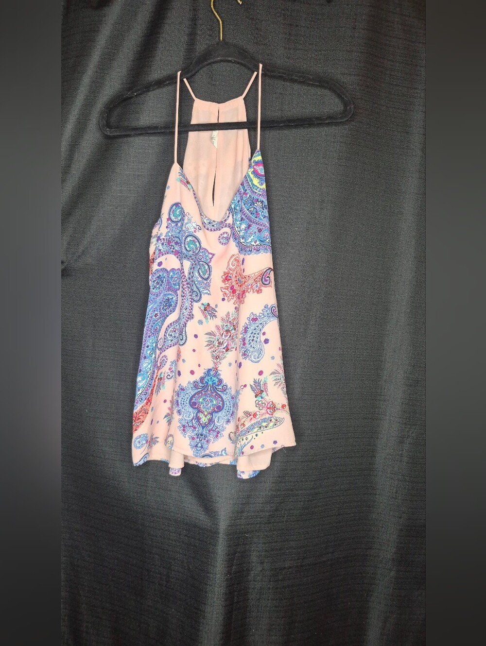 Sleeveless Pink Paisley Print Halter Top